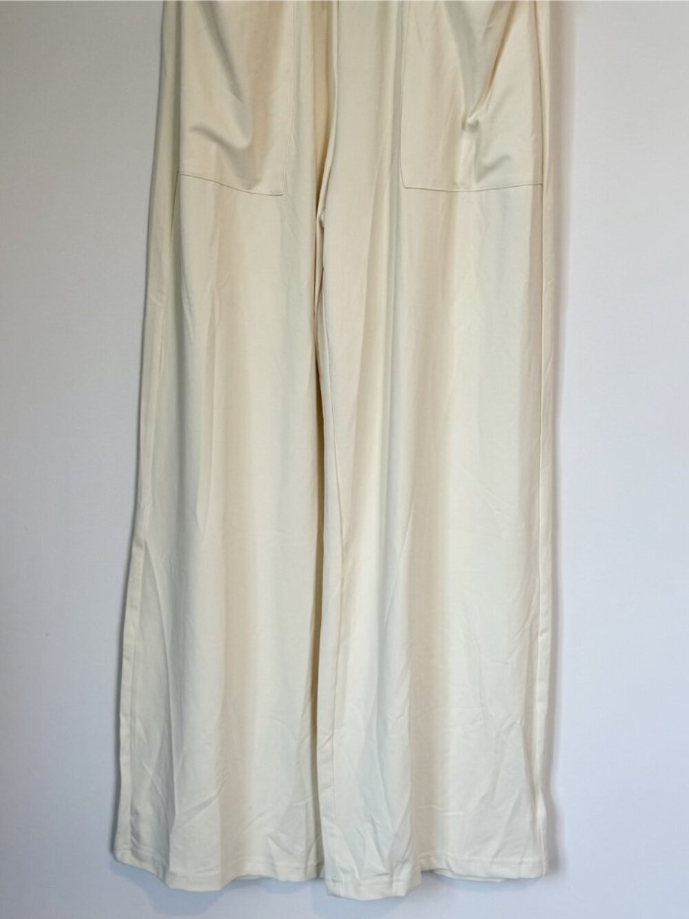 NWT Cupshe Light Yellow Wide Leg Jersey Pants - Size: Small - Picture 7 of 12
